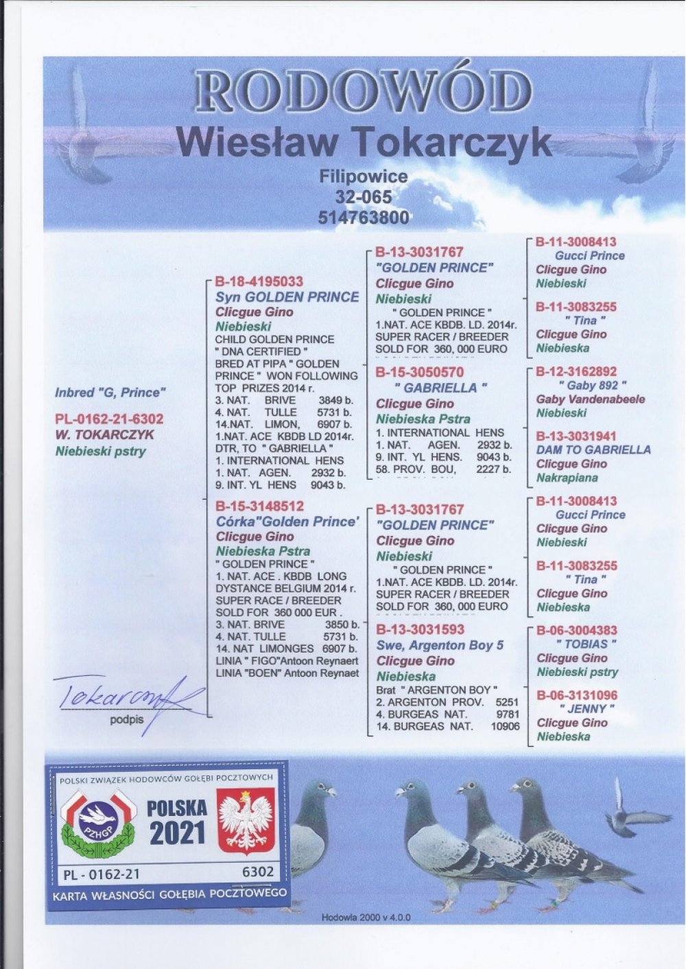 SYN X CÓRKA "GOLDEN PRINCE" G. CLICQUE