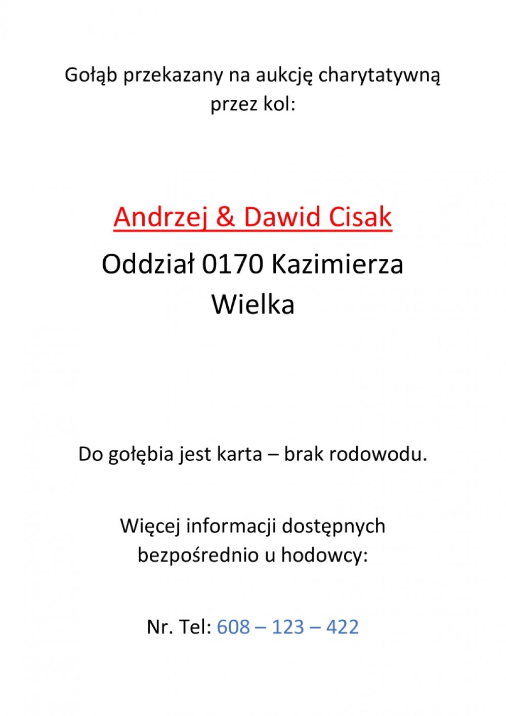 ANDRZEJ & DAWID CISAK - 0170 KAZIMIERZA WIELKA