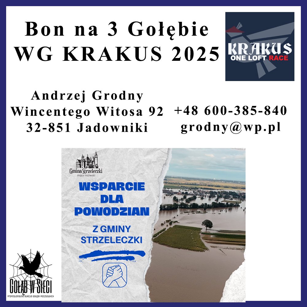 | WG KRAKUS - BON NA UCZESTNICTWO W EDYCJI 2025 / TRZY GOŁĘBIE ! |