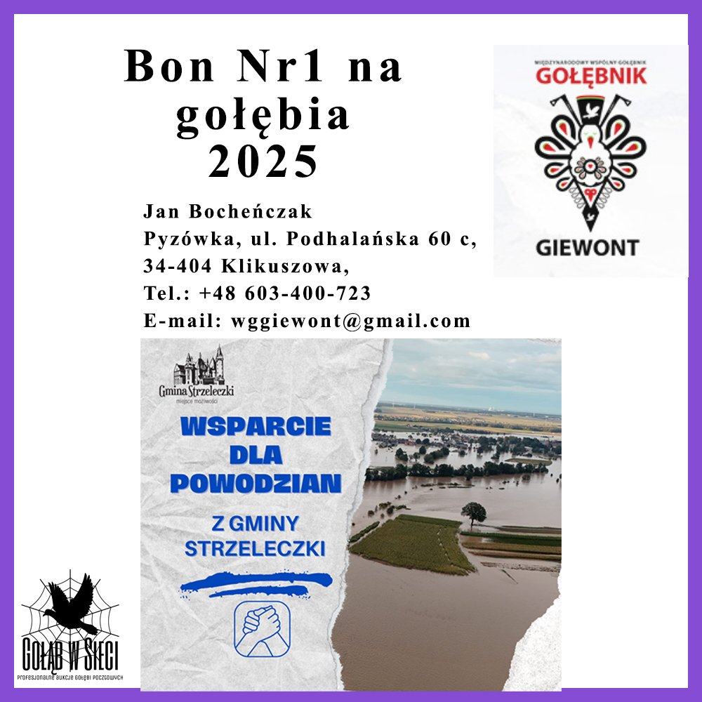 | WG GIEWONT - BON NR 1 NA UCZESTNICTWO W EDYCJI 2025 - 1 GOŁĄB |